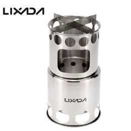 Lixada Outdoor Stove Portable Wood Stove Firewoods Furnace Cooking Lightweight Stainless Steel Picnic Camping Wood Stove 231225