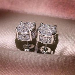 Stud Choucong Hip Hop Stud Earring Vintage Jewelry 925 Sterling Silver Yellow Gold Fill Pave White Sapphire CZ Diamond Sparkling Women