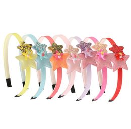 7pcsLot Sequin Stars Hairbands Cartoon Glitter Mini Star Ribbon Headbands Little Girls Hair Accessories3929157