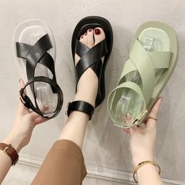 Heels 2022 Ladies Summer Sandals Beach Sandals Fashion Flat Shoes 2022 New Sandals Nonslip Flat Sandals Black and White