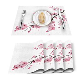 Japanese Cherry Blossom Pattern Table Mat Kitchen Decoration Placemat Napkin For Wedding Dining Accessories 231225