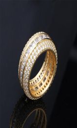 New Fashion 18k Gold White Gold Blingbling Cz Cubic Zirconia Full Set Finger Band Ring Luxury Hip Hop Diamond Jewelry Ring For M9985135