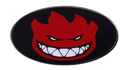 Red Spitfire Skateboards Logo Pin wildness and excitement with the eyes and the teeth Brooch Vintage 90s Badge8327537