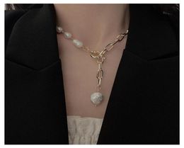 Baroque Pearl Metal Chain Woman Design Luxury Fashion Long Pendant Sweater Neck Choker Necklace Jewellry Z79 Chains9353753