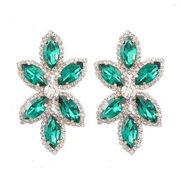 Dangle Earrings 4Colors Glass Rhinestone Tree Leaf Charms For Women Jewellery Fashion Party Show Statement Accessories