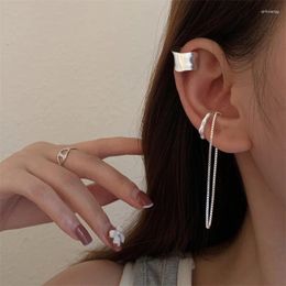 Backs Earrings 1Set S925 Silver Plated Ear Cuff Non-Piercing Tassel Long Chain Geometric Clip Earring For Women Jewellery Eh258