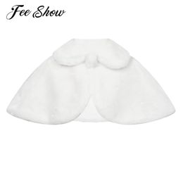 Children Girls Princess Faux Fur Bolero Jacket Coat Kids Crop Wraps Shawl Flower Girl Warm Cape Wedding Party Cloaks Outerwear 231226