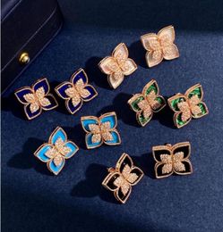 New designed earing Studs rhombic fourleaf clover Pendant women039s Luck necklace four petals flower turquoise erhombic Erring2638907