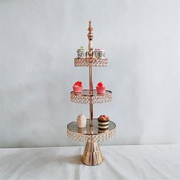 Other Bakeware 2-3 Tier Gold Silver Metal Cake Stand Round Wedding Birthday Party Dessert Cupcake Pedestal Display Plate Home Deco266N