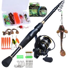 Accessories Sougayilang Fishing Rod and Reel Combo Set with Telescopic Spinning Rod and Spinning Reels Fishing Line Lure Hooks Full Kit
