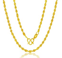 Genuine 18k Yellow Gold Colour Necklace For Women Water Wave Chain Bone/Box/O Chain 45cm Necklace Pendant Jewellery 09273599400
