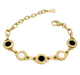 Wholefashion luxury new Roman numerals bracelet black white Titanium steel Round shell women love couple bracelet jewelry who7517116