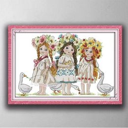 Tools Young girls kid angel baby , Gracious style Cross Stitch Needlework Sets Embroidery kits paintings counted printed on canvas DMC 1