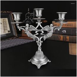 Candle Holders Creative 3-Lights Angel Stands Metal Candlesticks Table Decoration Accessories For Home/Church Ch017 Drop Delivery Ho Dhpxd
