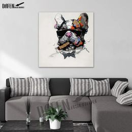 Paintings Handpainted Bulldog Oil Painting Modern Canvas Art Painting Home Decor Picture for Living Room Bedroom Wall Art Home Decoration