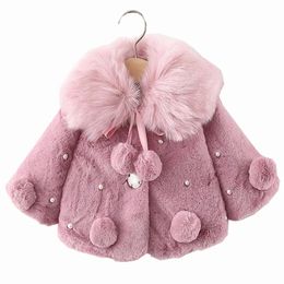 Winter born Baby Girls Infant Furry Coat Clothes Turndown Collar 3 6 12 18 24 Month Jacket Thick Warm Cloak Kid Children 231226