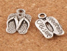 Flip Flops Made With Love Spacer Charm Beads 300pcslot Antique Silver Pendants Alloy Handmade Jewellery DIY 126x94mm L4019528978