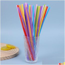 Wegwerp plastic rietjes Colorf Wegwerp plastic drinkstaven Bruiloftsfeest Bar Drinkaccessoires Verjaardag Flexibele Drop Dhgarden Dhqbo