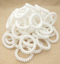 Whole 100Pcs Women Girls Size 5CM White Plastic Hair Bands Elastic Rubber Telephone Wire Ties Rope Accessory5329892