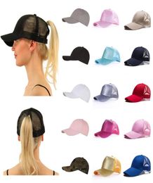 2019 Glitter Baseball Cap Adjustable Snapback Cap Dad Hats for Women Caps Messy Bun Sports Hip hop Mesh Hat8873367