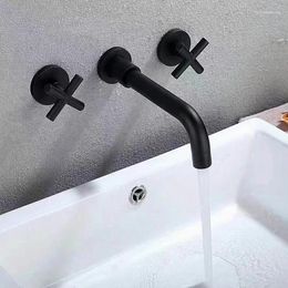 Bathroom Sink Faucets Antique Black Brass Double Handle Wall Mounted Mixer & Cold Basin Chrome Tap Gold Faucet