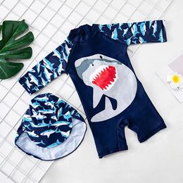 set Upf 50+ Baby Boys Swimsuit One Piece Toddlers Zipper Bathing Suit Swimwear with Hat Rash Guard Surfing Suit