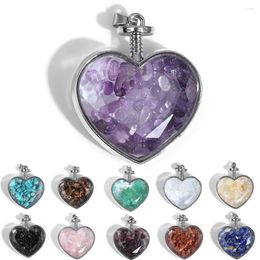 Pendant Necklaces 1pc Gem Stone Chips Box Heart Shape Lucky Healing Jewelry Making Charm Accessory For Handmade Necklace Gifts Friends