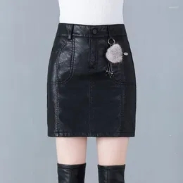 Skirts Spring Summer Straight Slim High Waist Women Leather Skirt Office Lady Mini Female Casual Short T378