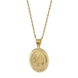 Prophet Muhammad Allah Pendant Necklace For Women Men Gold Color Middle East Islamic Arab Ahmed Muslim Jewelry215D