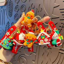 Christmas Decoration Supplies Series Stereo Soft Pvc 3d Santa Claus Keychain Gift Wholesale