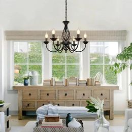 Pendant Lamps American Luxury Iron Chandelier For Bedroom Dining Room Living Study Stairs El Bar Store And Coffee Shop Chandelier.