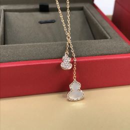 Designer Jewellery red calabash Diamond Necklace Classic Titanium Stainless steel Diamond Bottle Gourd Pendant Necklace Gold Plated Women Lucky Necklace jewel gift