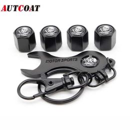 Pcs Skull Style Zinc Alloy Antitheft Car Wheel Tyre Valve Caps Stem AirPcs Wrench Keychain Auto Car Accessories