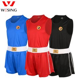 Wesing Adult Children Sanda Uniform Breathble Red Blue Black Wushu Suit For Training Competition 231227