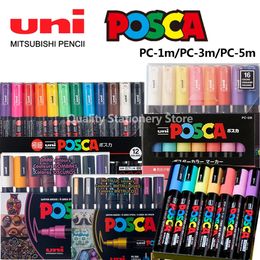 UNI POSCA Marker Set PC-1M/3M/5M POP Poster Advertising Art Supplies Office Student Painting Hand-drawn Stationery Graffiti 231226