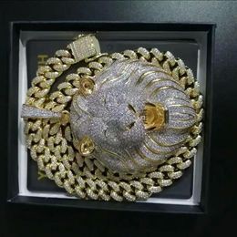 Mens Jewellery Hip Hop Iced Out Pendant Luxury Designer Necklace Bling Diamond Cuban Link Chain Big Pendants Lion Animal Rapper Acce294G