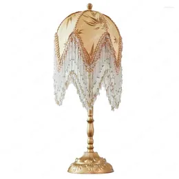 Table Lamps European-Style French Pastoral American-Style Retro Tassel Desktop Plug-in Bedside Lamp