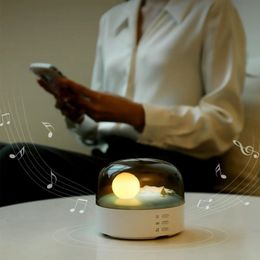 Moon LED Atmosphere Night Light S er Bluetooth Rechargeable Dimming Wave Table Lamp Kid Christmas Birthday Gift Bedroom Decor 231227