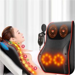 Electric Cervical Ttraction Body Massager Car Back Pillow with Heating Vibrating Massage Device 231227