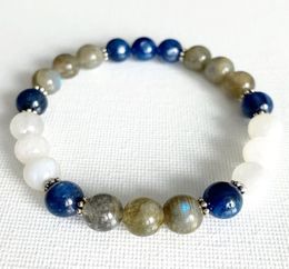 MG0796 Luxury Gemstone Stacking Bracelets Moonstone Kyanite Labradorite Bracelet Crystals Stretch EMF Protection Bracelet4415609