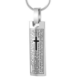 IJD9205 Lord's Prayer Stainless Steel Cremation Pendant Necklace Memorial Funeral Casket Ash Keepsake Urn Necklace301C