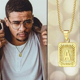 Men's Letter Necklace Hip Hop Square Pendant Stainless Steel English Double-Sided Casting NYZ Shop Chains280S