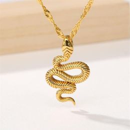 Snake Necklace For Women Men Stainless Steel Gold Chain Pendants Necklaces Fashion Jewellery Birthday Gift Collier Choker Femme Pend216v