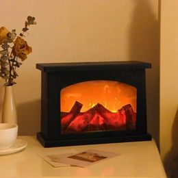 Year 3D Decorative Fake Fireplace Lantern Creative LED Flame Night Light USB Battery Lamp Spring Festive Room Decor 231227