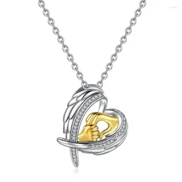 Pendant Necklaces Fashion Shining Cubic Zirconia Mom Baby Necklace Heart For Mother's Birthday Days Gift Family Jewellery