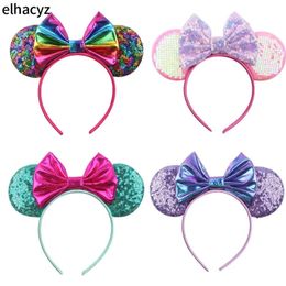 10pcs/lot Wholesale Cute 3.3'' Sequin Mouse Ears Hairband Girls Glitter Bow Headband Women Party Head Wear Kids Hair Accessories 231226