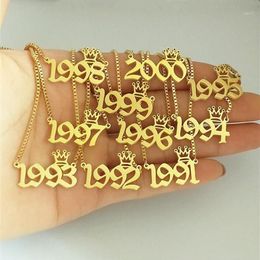 1991 1992 1993 1994 1995 1996 1997 1998 1999 2000 Year Necklace Crown Charm Old English Number Date Pendant Necklaces BFF Gift1221H