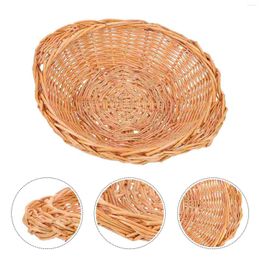 Dinnerware Sets Woven Fruit Basket Wicker Serving Storage Bread Holder Natural For Fruits Hamper