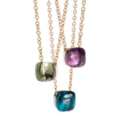 Classic Necklace Women Fashion Jewelry Candy Style Necklace Colorful Crystal Pendant Necklace Gold Plated Trendy 231226