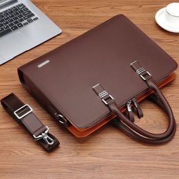 Briefcases Briefcases Business Leather Men Briefcase For Husband Shoulder Bag Man 14" 15" Laptop Briefcases Bags Large Capacity Men's Handbag